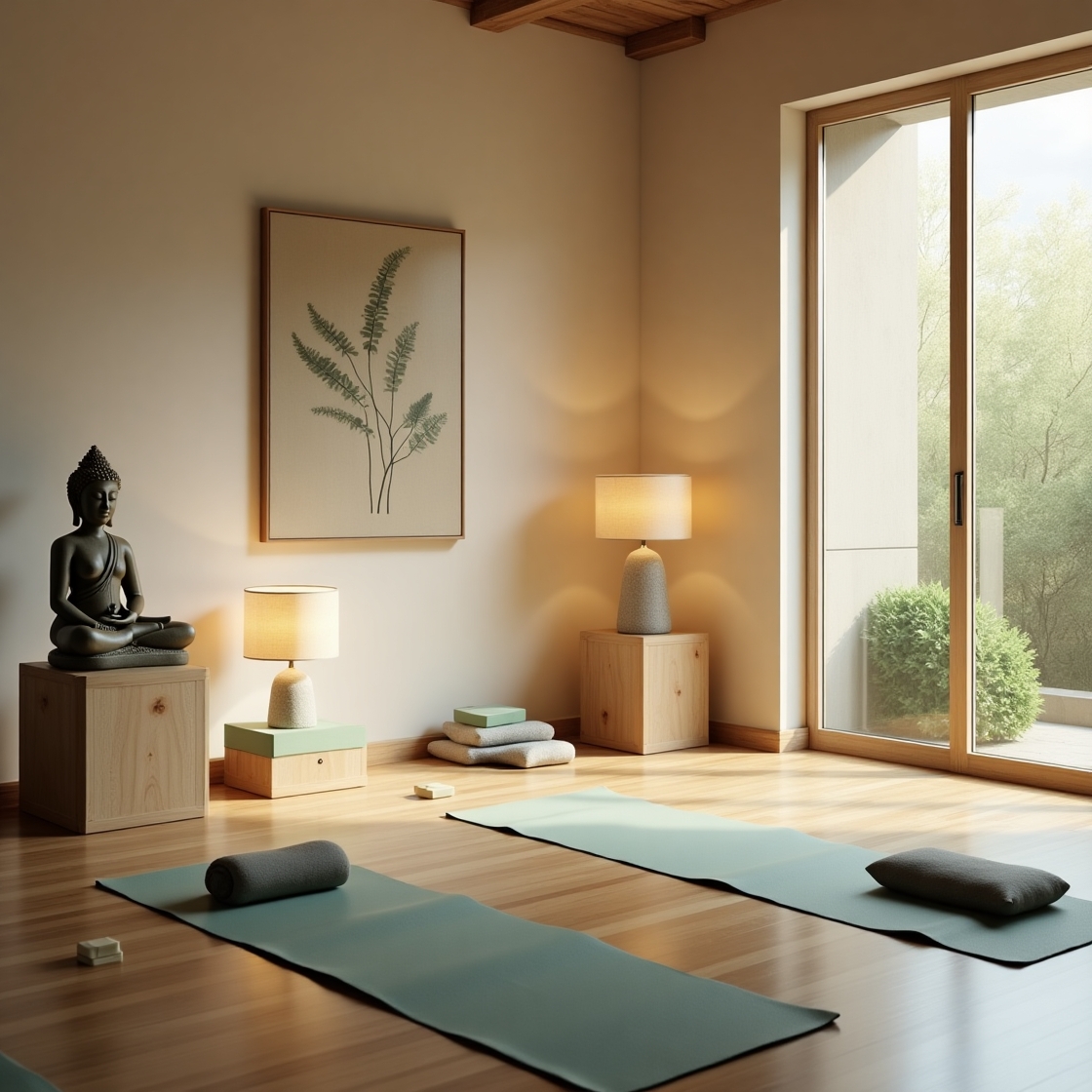 Yoga studio med naturligt lys